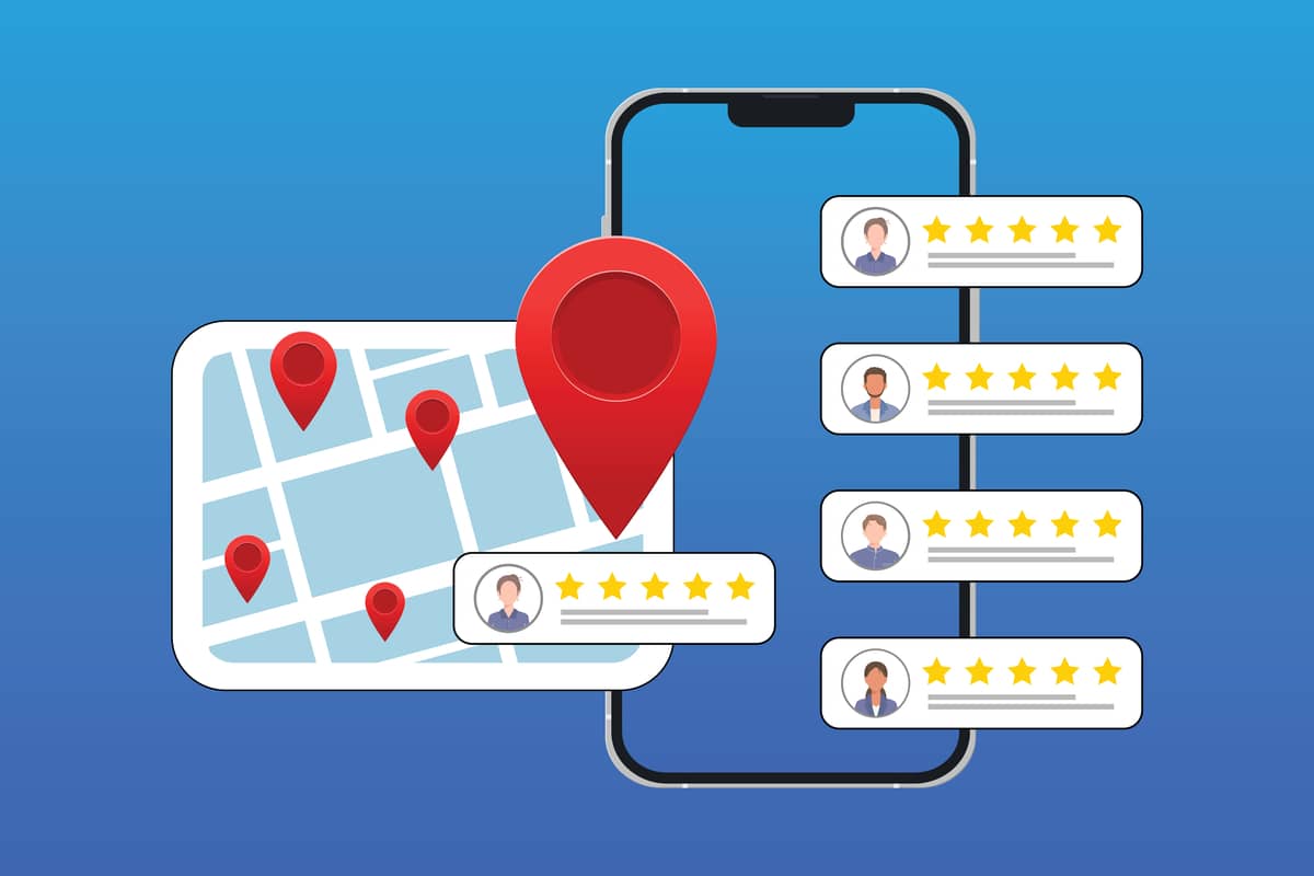 A graphic showing local listings on maps