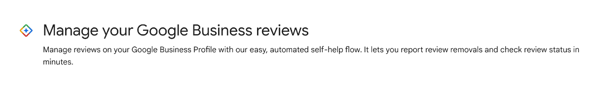 Google's Manage your Google Business reviews page