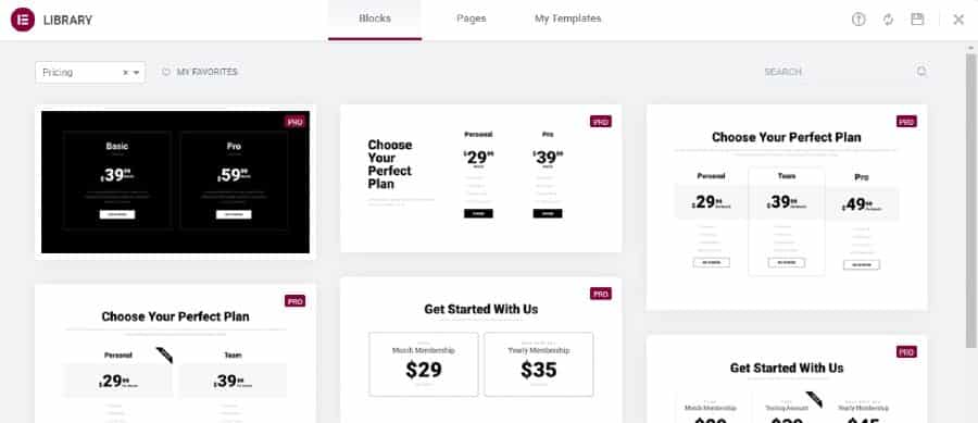 Adding blocks from Elementor templates
