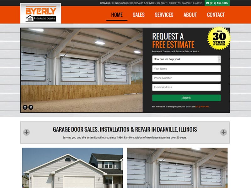 Byerly Garage Door Website Designed by Awebco