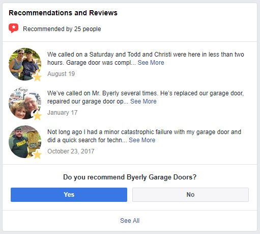 Byerly Garage Doors Facebook Reviews