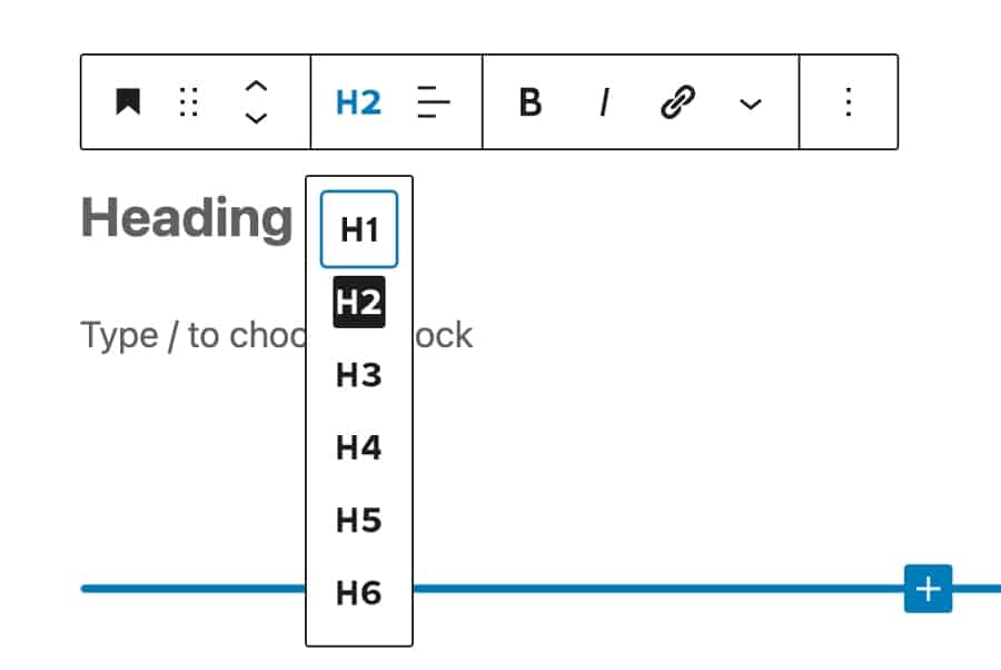 Choosing A Heading In Gutenberg Blocks