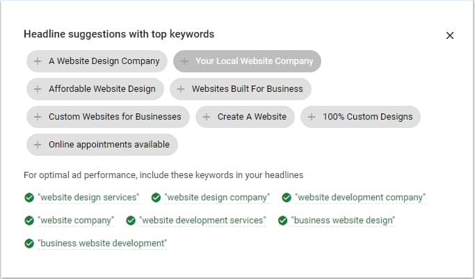 Choosing Responsive Ad Headlines Based On Keywords