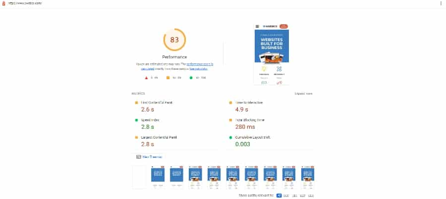 Core Web Vitals Lighthouse Report