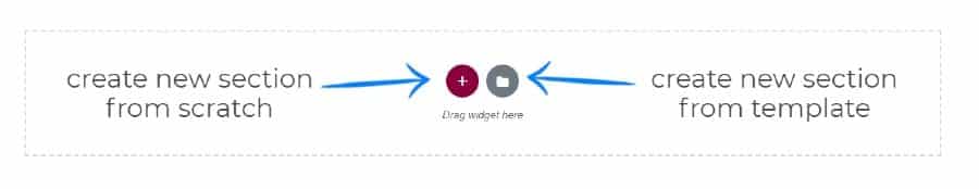 Create new section in Elementor from scratch or from templates
