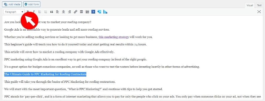 Creating Heading Tags In WordPress Visual Editor Classic