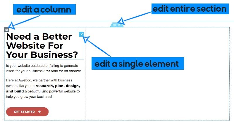 Edit columns, sections, and elements