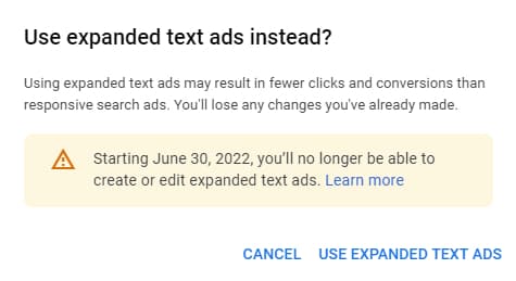 Expanded Text Ads Warning Fewer Clicks Conversions