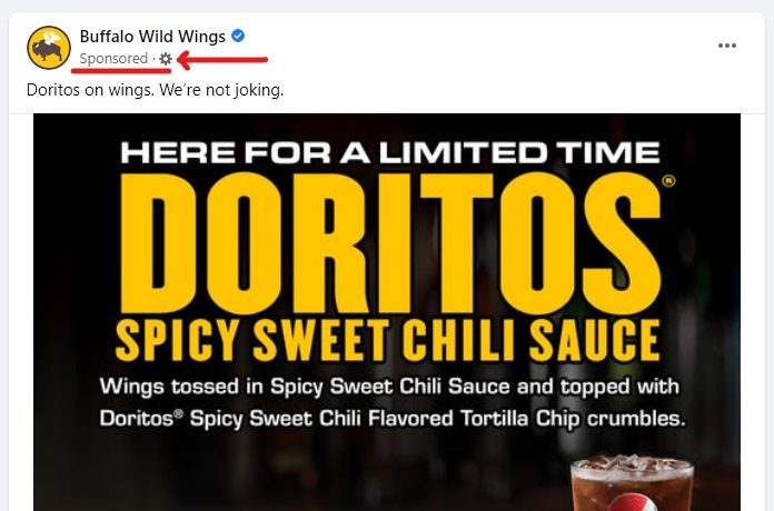 Facebook ads PPC example
