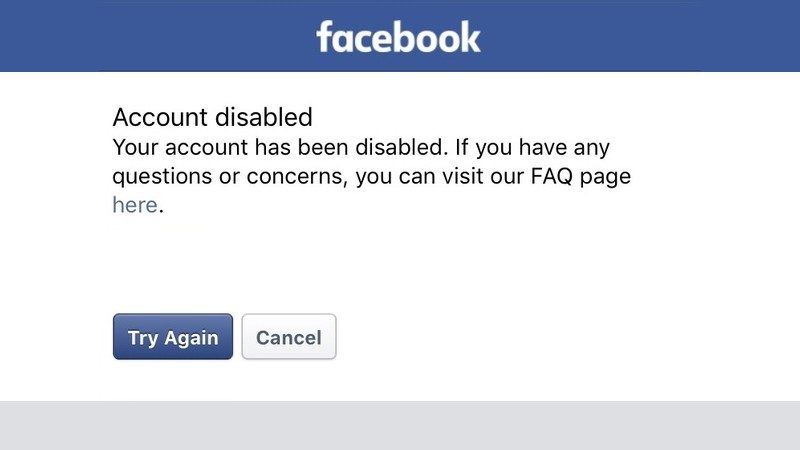 Facebook business page account disabled