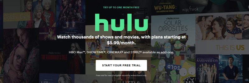 Hulu Free Trial Call to Action