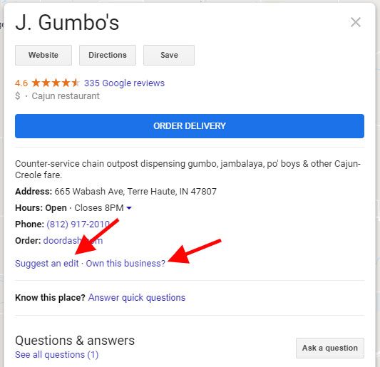 J Gumbo's GMB Listing