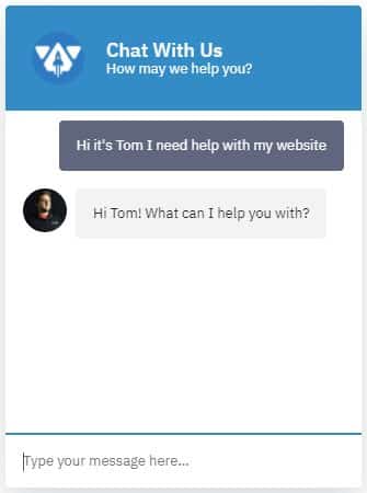 Live chat example from website