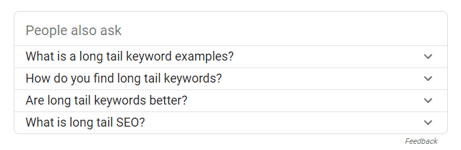 Long Tail Keywords - People Also Ask