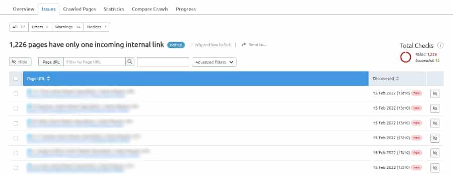 Only One Internal Link Issues On Website