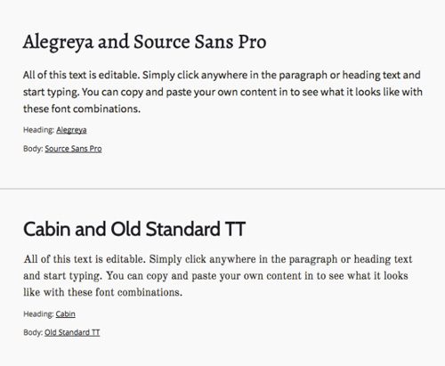 Pairing Fonts Examples