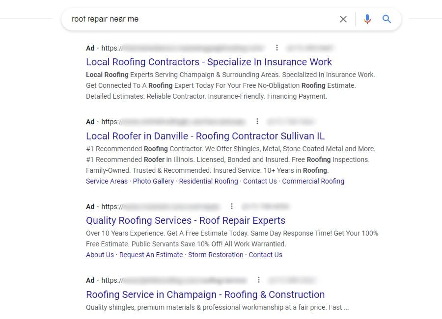 Roof Repair Ads Examples