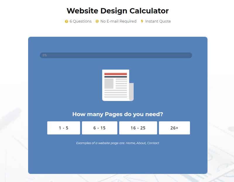 Use our website design cost calculator